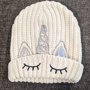 Unicorn beanie. White winter hat or cute year round hat. Unisex.